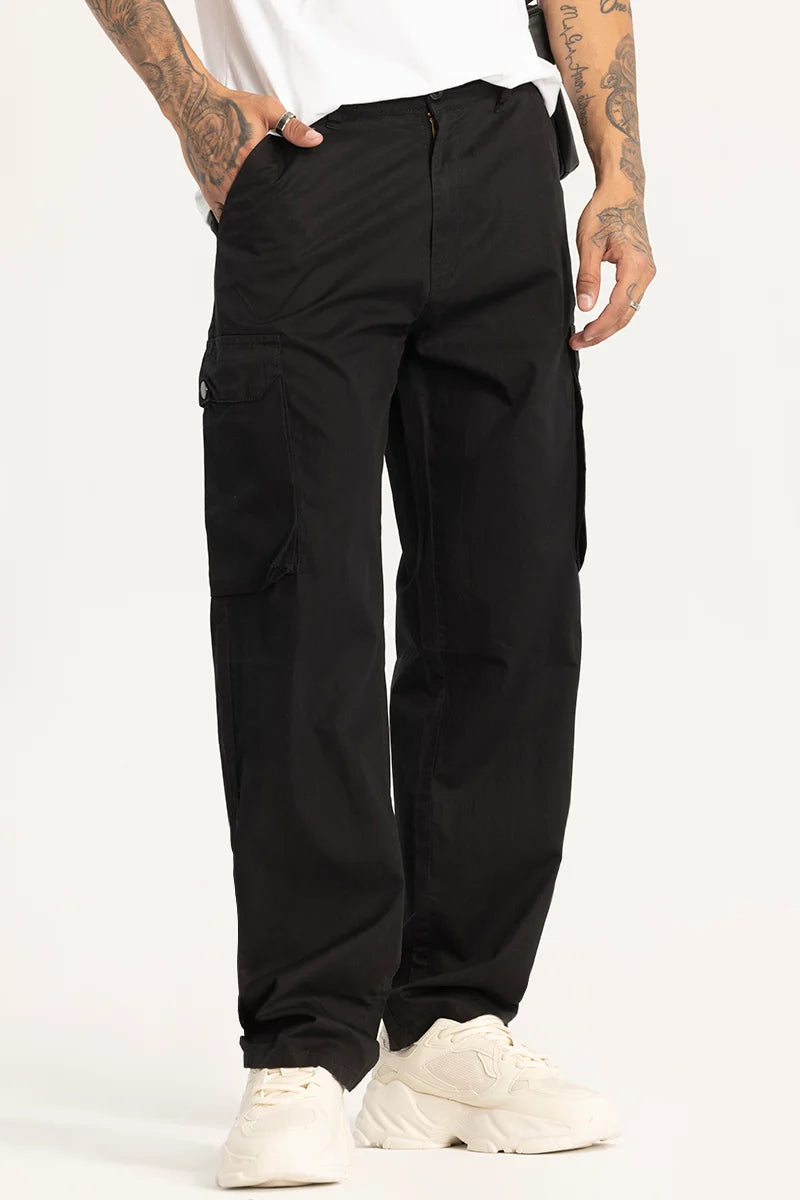 Black Relaxed Fit Cargo Pants