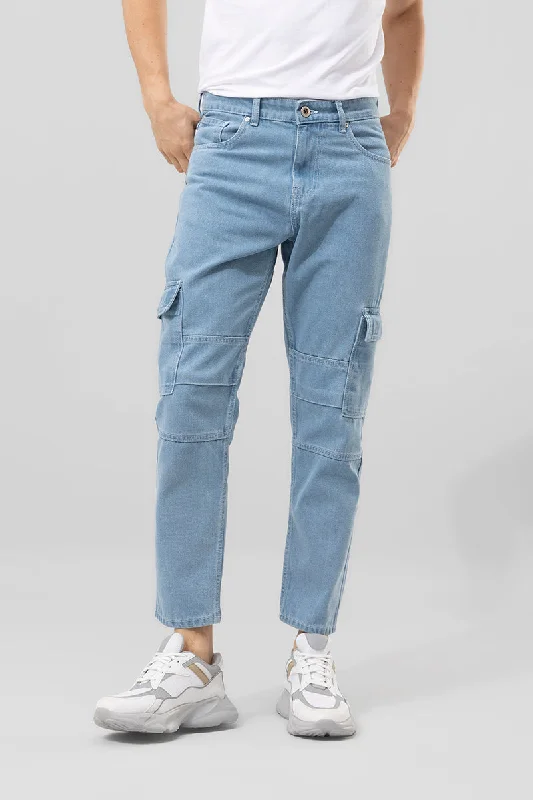 Buzzer Sky Blue Cargo Baggy Jeans