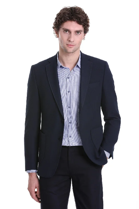 Comfort Fit Notch Lapel Navy Classic Blazer