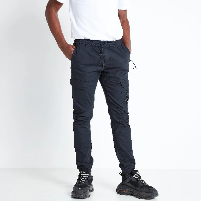 Cuffed Cargo Pants - Black