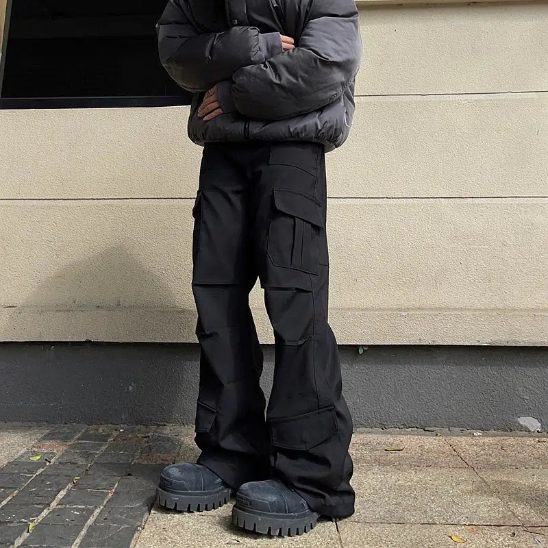 Solid Multi-Pocket Cargo Pants