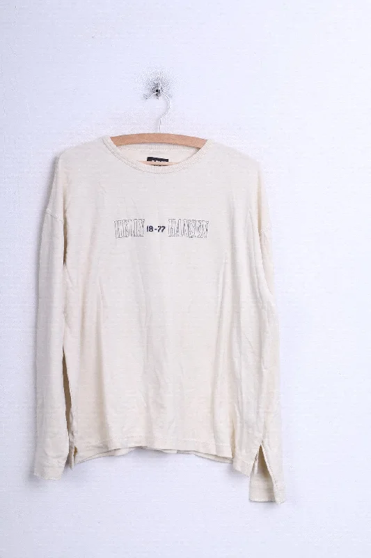 Helly Hansen Mens XL Jumper Sweatshirt Beige Cotton Crew Neck