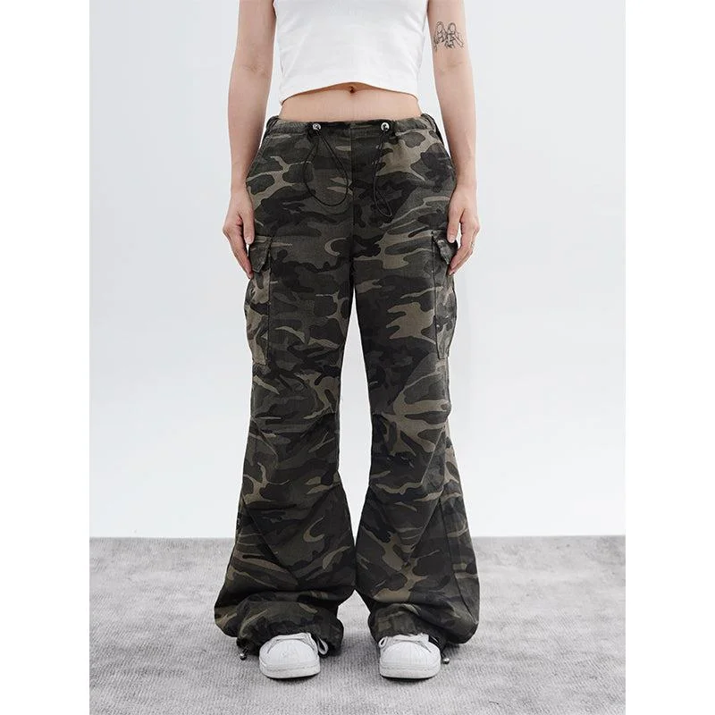 Drawstring Camouflage Pattern Cargo Pants