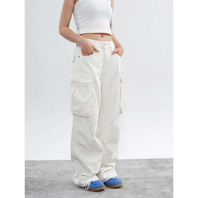 Drawstring Hem High Waist Cargo Pants