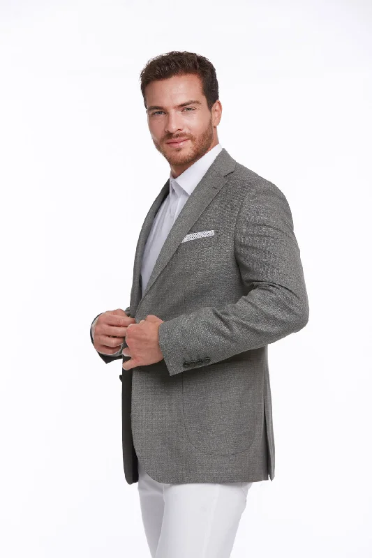 Slim Fit Notch Lapel Khaki Casual Blazer