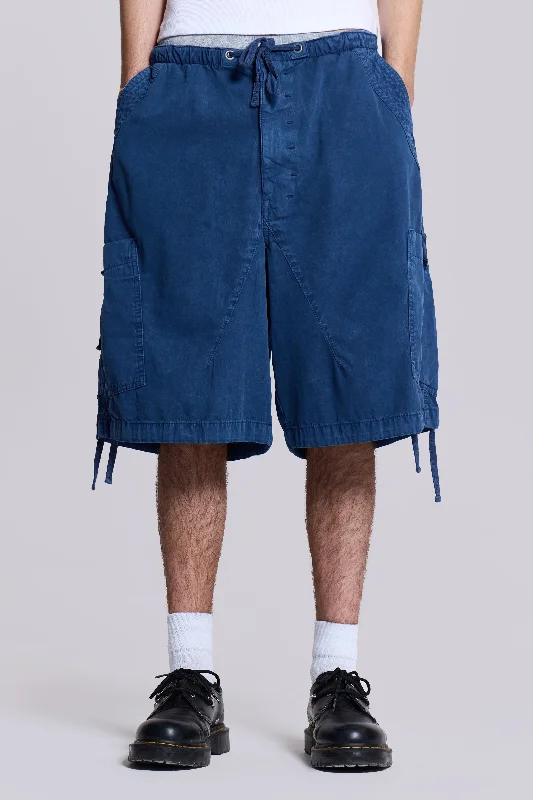 Washed Navy Parachute Short