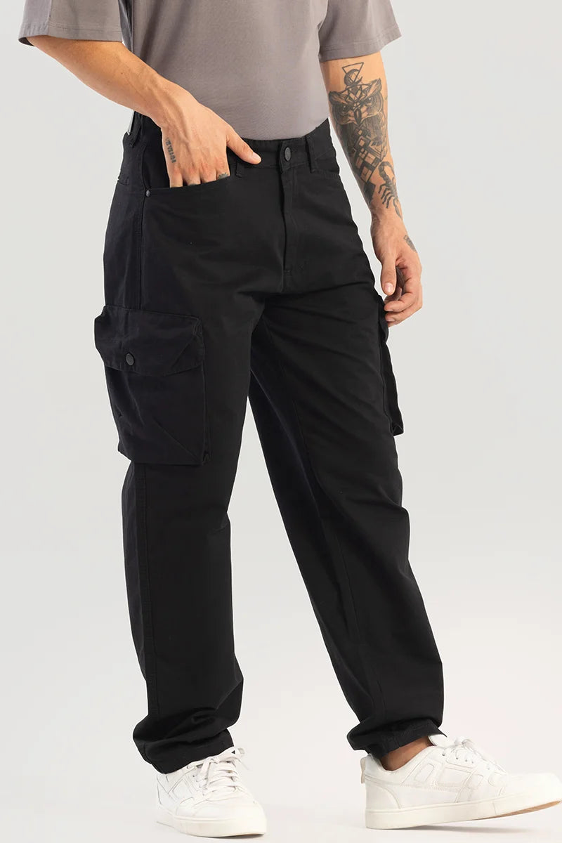 Zoe Black Loose Fit Cargo Pants