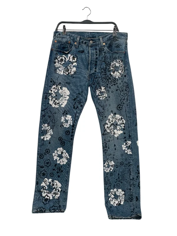 Monochrome Comfort DENIM TEARS/Pants/33/Denim/BLU/All Over Print/irak