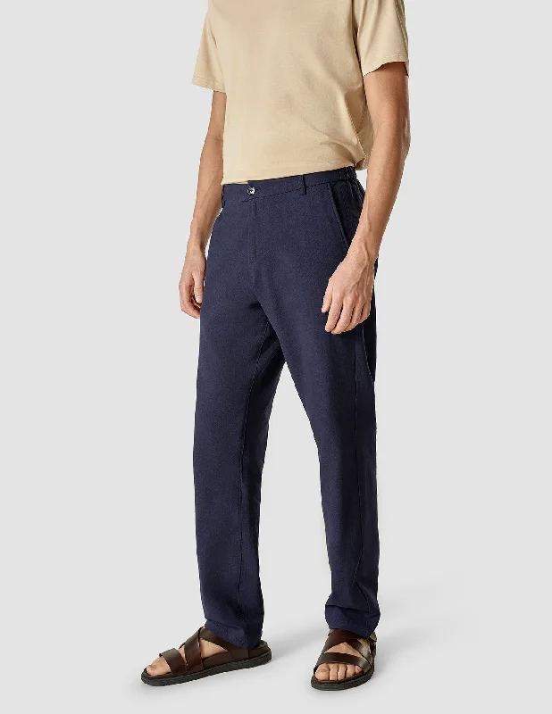 Urban Essentials Linen Pants Relaxed Fit Navy