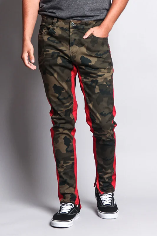 Sleek Edge Look Men's Double Taped Track Style Camo Pants