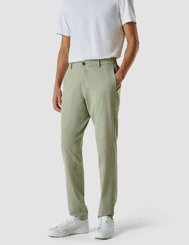 Sleek Weekend Tech Linen Elastic Pants Neutral Green